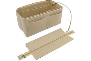 Heavyoff Organisateur de Sac à Main en Feutre, Sac de Rangement Intérieur Bag in Bag avec Porte-clés, Femmes Organisateur de Voyage Sac Cosmétique Beige, XL