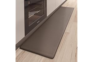 COLOR&GEOMETRY Color G Kitchen Mat 44 x 150 cm, Heavy Duty Anti Fatigue Standing Mat, Kitchen Rug Waterproof, Non-slip, Oil Resistant Leather Floor Mat for Standing Desk, Kitchen, Office (Brown)