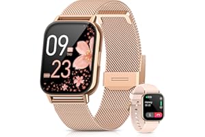 SWGOTA Smartwatch Damen, 1.85" HD mit Telefonfunktion IP68 Wasserdicht Armbanduhr Herzfrequenz Schlafmonitor Menstruationszyklus SpO2 Fitness Tracker Schrittzähler für iOS Android Roségold