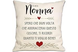 BOMMEX Nonna Spero Ogni Volta Che Abbracci Questo Cuscino Ti Ricorda Quanto Ti Amo - Copricuscino Regalo per Compleanno, Festa della Mamma, Natale