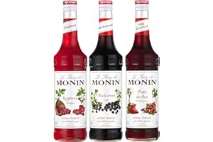 MONIN - Assortiment de Fruits Rouges de Sirop de Framboise, Sirop de Cassis et Sirop de Fraise des bois pour Cocktail pétillant, Cocktail, Thé Glacé et Limonade - Arômes Naturels - 3 * 70cl