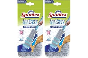 SPONTEX Easy Max+ Mikrofaser-Ersatzbezüge, hohe Wasser- und Schmutzaufnahme, ideal für alle Bodenbeläge, 2er Pack, 120 g