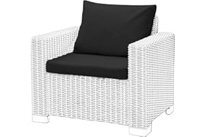 ISTYLE MODE BETTER HOME CHOICE 1,2 or 3 Seater Replacement Seat Cushion Pads for Keter Allibert California Rattan Outdoor Furniture | Water Resistant Rattan Patio Set Sofa Cushions Pads (Armchair, Black)
