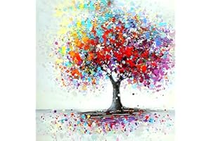 MXJSUA 5D Diamond Painting Kits de Taladro Redondos completos para Adultos Artesanía pegada Artesanía para la decoración de la Pared del hogar Árbol Colorido 30x30 cm