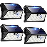 Faro LED Esterno con Pannello Solare, Luce Solare LED Esterno con Sensore di Movimento, [4 Pezzi] 185 LED/3 Modos Lampada Sol