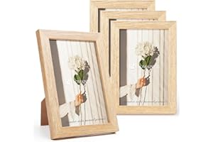 Kromapolis 4 Stück Kleine bilderrahmen,Umweltfreundlich MDF Rahmen 10x15 cm, Drehverschluss Rückwand, hochwertiges Acrylglas, Eichenoptik