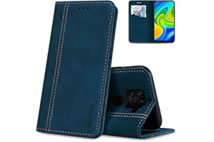 AKABEILA Funda Xiaomi Redmi Note 9 con Tapa, Carcasa Xiaomi Redmi Note 9 Silicona, Compatible con Xiaomi Redmi Note 9 Fundas Cáscara Cuero Ranura para Tarjeta Tapa Libro Soporte Plegable, Azul