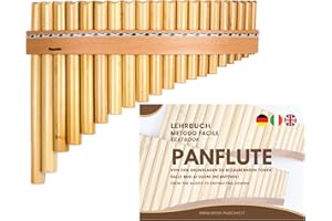 PLASCHKE INSTRUMENTS Flûte de Pan Plaschke avec ceinture en bois, fait à la main avec livre d’instructions, 20 tubes-Do