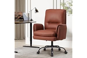 IWMH Krzesło biurowe, ze skóry PU, ergonomiczne krzesło biurowe, pogrubione poduszki, szerokie siedzisko, fotel szefa z kółkami, obrotowy 90-135°, do toaletki, z regulacją wysokości, z podłokietnikami