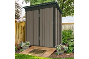 UDPATIO Capanno in metallo per esterni 162 x 92 x 180 cm, deposito da giardino, impermeabile per attrezzi, tosaerba, acciaio zincato con porta chiudibile a chiave per cortile, patio, Marrone