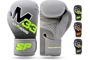 Starpro M33 Guantes de Boxeo de Cuero sintético Mate para Entrenamiento y Sparring en Muay Thai Kickboxing Fitness - Hombres y Mujeres - Negro y Verde - 8oz 10 oz 12 oz 14 oz 16 oz