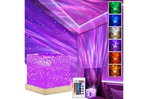 AIBEAU Galaxy Projector Light for Bedroom, Ocean Wave Night Light, 16 Colors Gradual Rotating Flame Water Lamp with Remote Control