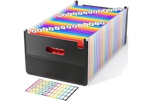 ‎ABC LIFE 26 Fächer Dokumentenmappe A4 mit Mesh-Taschen-Design, Fächermappe Sortiermappe Bunte Datei Ordner Regenbogen Aktenordner Ordner Akkordeon Design A4 Größe, Farbige Registerkarten mit A-Z-Alphabet