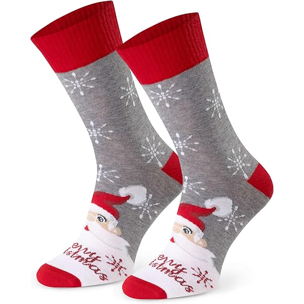 Chaussettes Père Noël Pour Homme Et Femme - Taille Unique - 80% Coton - Cadeau Amusant Pour Les Fêtes