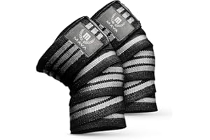 Mava Sports Knee Wraps (Pair) for Men & Women, Ideal for Cross Training, WODs, Gym Workouts, Weightlifting, Knee Straps for Squats, 72" Compression & Elastic Support (Grey)