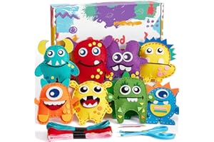 Toylink Filz Nähset Kinder, 12Pcs Bastelset Basteln Kinder ab 4 5 6 7 8 Jahre, Nähen mit Farbige Stickgarn Füllwatte, Kindergeburtstag Kreativ DIY Set Basteln Geschenk für Jungen Mädchen (Monster)