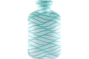 samply 2L Hot Water Bottle with Soft Cover - Hot Water Bag for Cosy Nights, Pain Relief, Back, Neck and Shoulders,Light Blue