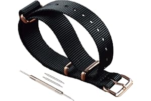 MZBUTIQ Correas para Relojes Delgado Nylon Reemplazo 4 Anillos Hebilla de Oro Rosa(10 12 13 14 15 16 17 18 20 22mm