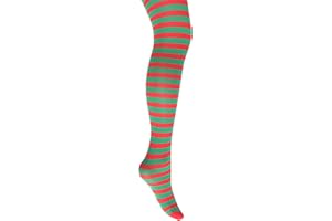 MYSASI Women's striped tights emerald green and red Elf tights .Size M.