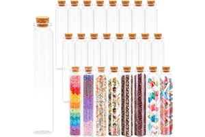 Acetiti 24 Pièces Mini Bouteilles en Verre, 30ml Tubes à Essai en Verre Transparent avec Bouchons en Liège, Flacons d'Échantillons Vides pour DIY Décorations de Mariage Bonbons Dragées Épices