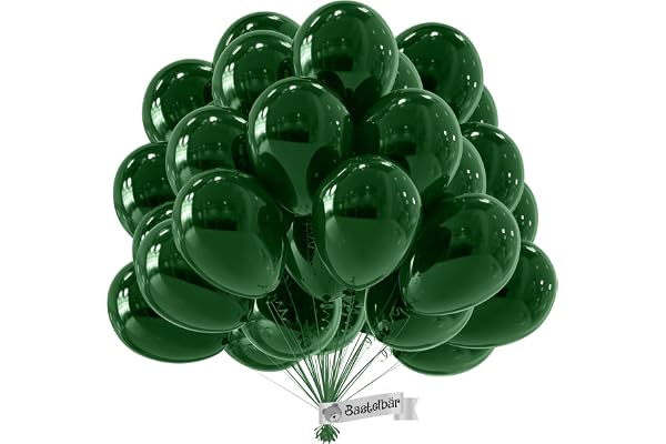 Ballon Vert BIO • 50 Pièces • MADE IN EU • Certifiés Durables • 100% Latex Naturel • Ø34cm • Adapté à l'Hélium • Pour Anniversaire • Vert Foncé