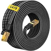 ARISKEEN Cat 8 Ethernet Cable 30M, Cat8 High Speed Flat Braided Cable (40Gbps 2000Mhz/s) Gigabit Rj45 STP Shielded Internet N