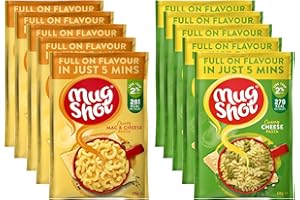 GENERIC Mug Shot Instant Pasta Ready Meal - Quick Cheesy Pasta Perfect for Vegetarian, Pasta Pot Mix Mac n Cheese (5 pk) and Creamy Cheese (5 pk), 10 pack total -Ready in Five Min Macaroni Cheese Instant Food