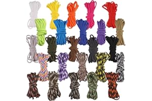 Xmart 25 pièces Paracorde 25 Couleurs Cordes Paracord Multifonction 3m Paracordes pour Parachute Bracelet pour la Fabrication de Cordon Trousseau Bricolage Chaîne de Chien Corde de Tente