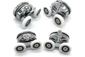 YUANQIAN Set di 4 rotelle doppie ovali a farfalla per porta della doccia (23MM)