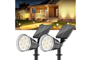 GEARLITE Lampe Solaire Exterieur Jardin Lot de 2, 12500mAh Projecteur 120 LED Blanc Chaud Solaire Extérieur, 1200lm IP65 Étanche Spot Solaire Exterieur Puissant avec 2 Modes Réglable 120° pour Jardin