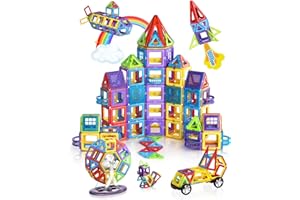 Theefun 100 Teile Magnetische Bausteine, Magnetbausteine Magnetspiel Magnete Kinder 3D STEM Montessori Lernspielzeug für Jungen & Mädchen 3–8 Jahre Weihnachtsgeschenke & Geburtstagsgeschenk