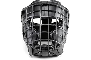 EVOLUTION PROFESSIONAL EQUIPMENT Evolution Kunstleder Boxhelm mit Metallgitter, Kopfschutz Boxen für Kickboxen, Kampfsport, MMA-Training, Boxtraining, Sparing