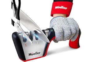Mueller Original Premium Knife Sharpener, Heavy Duty 4-Stage Diamond Really Works for Ceramic and Steel Knives, Scissors. Easily Restores Dull to Sharp