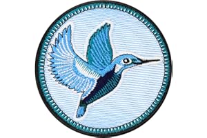 EXPRESS-STICKEREI Patch Thermocollant Écusson Birdwatching Kolibri | Ornithologie | Insigne Martin-pêcheur | 75x75mm