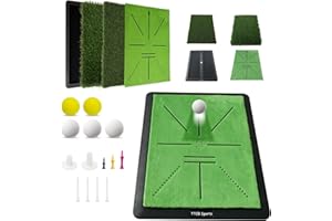 TTCB Sports Golf Practice Mat, Golf Hitting Mats 5x4FT & 13"x17" with Anti-Slip Base+Ball+Tees, Indoor/Outdoor Training Equipment for Swing Driving, Gifts for Men/Golfer