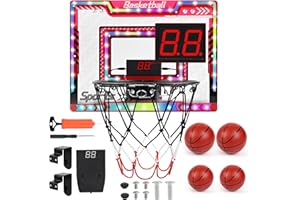 ‎ZWOOS ZWOOS Basketballkorb Indoor, Mini Basketballkorb fürs Zimmer mit 4 Bälle, Automatische Punktezählung, LED-Lichter Und Soundeffekte, für 5 6 7 8 9 10 11 12 Jahre alt Jungen Mädchen Kinder Teenager