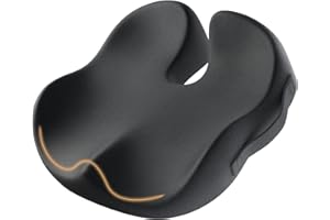 ProtoArc Office Desk Chair Cushion, Ergonomic Coccyx Cushions, Memory Foam Seat Cushion for Car, Home, Pressure Distribution Cushion for Tailbone Hip Support, All Day Comfort - Black