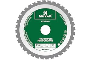METAK - Lama per sega circolare multifunzione, 210 x 30 mm, in metallo duro, per legno, metallo, alluminio, acciaio, lama multi-materiale, da 210 mm, a 36 denti, anello di riduzione da 30 mm incluso