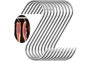 LEONSHCO Lot de 10 crochets en acier inoxydable de qualité supérieure (3.0 cmx15 cm),Crochet de boucherie,Crochet de cuisine,Crochet de viande avec extrémité pointue, barbecue, cuisson de la viande