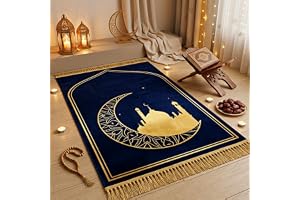 Aishini Velvet Prayer Mat 70×110 cm – Soft Thick Sajadah Janamaz, Islamic Prayer Rug with Anti-Slip Base, Washable, Lightweight Salat Mat for Men & Women, Ramadan Eid Gift Prayer Carpet