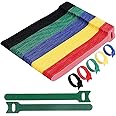 120 X 5 Color Velcro Ties for Cables Cable Tidy Velcro Cable Ties, Cable Organiser Velcro Straps Reusable Cable Ties, Velcro Ties Velcro Strips Loop Cable Straps for PC Cable Management