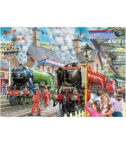 The House Of Puzzles – 1000-Teile Puzzle 'Eisenbahn Landschaft', Künstler-Illustration, 48x69 Cm, Für Erwachsene