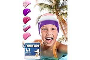 ‎KIDVERSE KIDVERSE Badekappe Mädchen - Wasserdichte Badekappe mit Anti-Rutsch-Noppen - Schwimmhaube mit UV-Schutz - 100% Reißfest