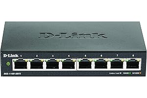 D-Link DGS-1100-08V2 Smart Switch Gestito, 8 Porte Gigabit, Supporto VLAN, Funzionalità layer 2, QoS, 802.3az EEE, Senza Ventole, Nero