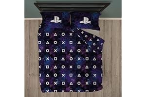 Playstation Nebula Double Duvet Cover - Playstation Controller Icons Design - Officially Licensed Reversible Bedding set with matching Pillowcase