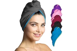 ‎FIT-FLIP Fit-Flip Hair Turban Microfibre – 1 Piece, Absorbent and Quick-Drying – Special Turban Towel and Hair Towel (Dark Grey-Blue)