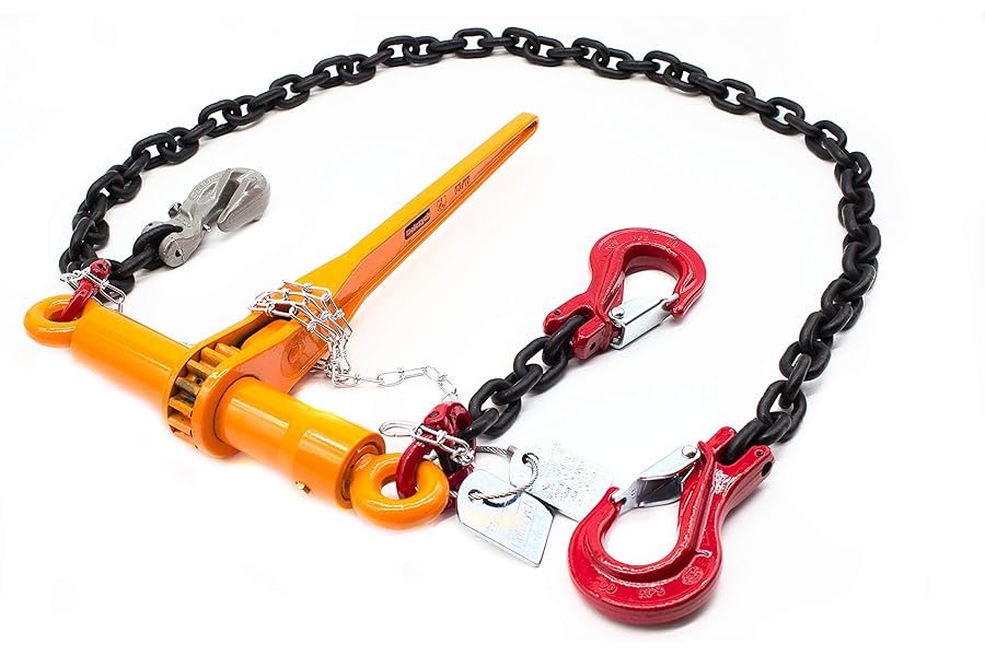 Dolezych Lashing Chain Grade 80 with Dora Ratchet Load Binder, 2 Clevis Hooks, 8 mm Chain, Direct Lashing Capacity = 4000 Dan, 2.00 m Length