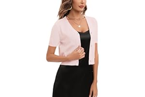 YUKIUINY Bolero Mujer Cardigan Corto Torera Suéter Botones Chaqueta de Punto Básico Shrug Manga Larga Cuello en V Abrigo Fiesta Clásico