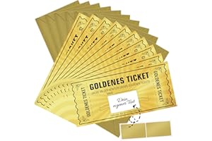 ‎WENMTHG WenmthG 10 STK Goldenes Ticket Gutschein mit Umschlag, Geschenke für Frauen, Gutschein zum selber ausfüllen - Weihnachtsgeschenke, Kinogutschein, Reisegutschein - Geburtstagsgeschenk