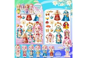 BVI BOOMERVIVI Magnetische Anziehpuppen, Magnetische Anziehpuppen Set mit magnetischen Anziehpuppen und Mädchen Kostüme, Kleinkind Mädchen Spielzeug für Mädchen Alter 3+ Pflege Kreativität (Hanfu-Serie)